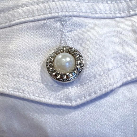 ONADO Paris White Denim Jacket with Lace Peplum & Sequins – Size L / 40 - Picture 5 of 11